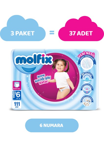 Pants Bebek Bezi 6 Beden E.Large Aylık Fırsat Paketi 111 Adet