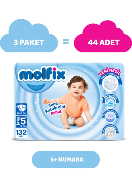 Bebek Bezi 5+ Beden Jr Plus Avantajlı Paket 132 Adet