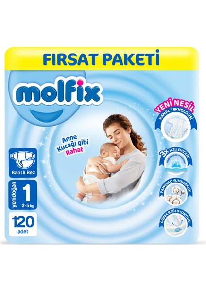 Bebek Bezi 1 Beden Yenidoğan Fırsat Paketi 120 Adet indirimleri