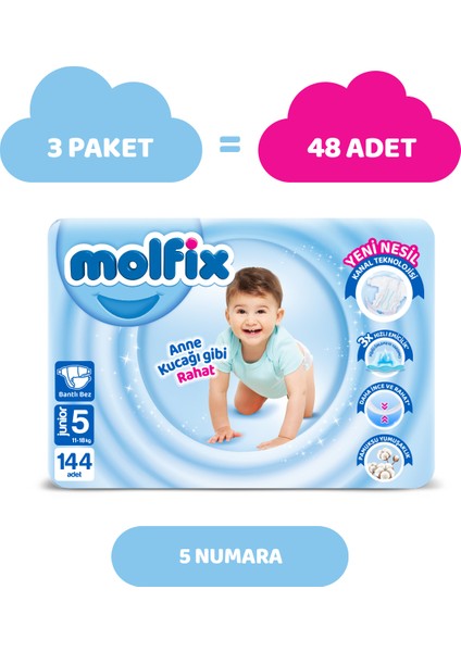 Bebek Bezi 5 Beden Junior Avantajlı Paket 144 Adet