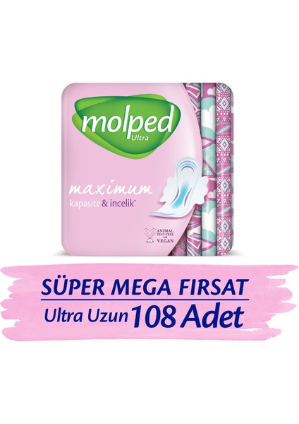 Ultra Hijyenik Ped Uzun Süper Mega Paketi 108 Adet