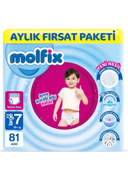 Pants Bebek Bezi 7 Beden XXL Aylık Fırsat Paketi 81 Adet indirimleri