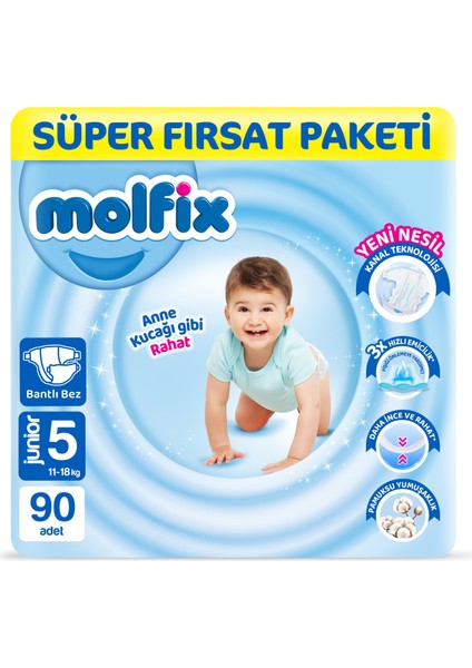 Bebek Bezi 5 Beden Junior Süper Fırsat Paketi 90 Adet