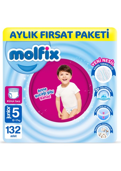 Pants Bebek Bezi 5 Beden Junior Aylık Fırsat Paketi 132 Adet indirimleri