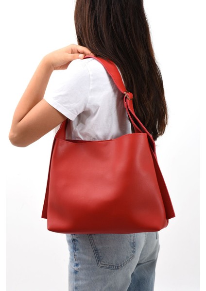 Kadın Yavrulu Yumuşak Deri El ve Omuz Shopper Çanta Uzunluk Ayarlı Sap