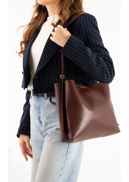 Kadın Yavrulu Yumuşak Deri El ve Omuz Shopper Çanta Uzunluk Ayarlı Sap fırsatları