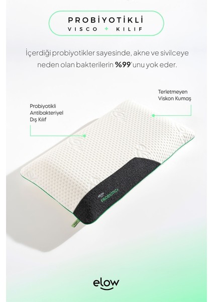 Probiotic+ Klasik Ortopedik Visco Yastık, 70 x 45 x 11