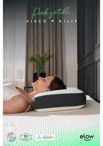 Probiotic+ Klasik Flat/düz Visco Yastık, 60 x 40 x 12