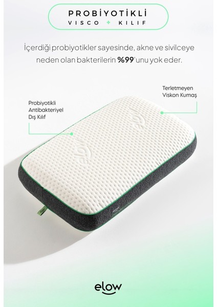 Probiotic+ Klasik Flat/düz Visco Yastık, 60 x 40 x 12