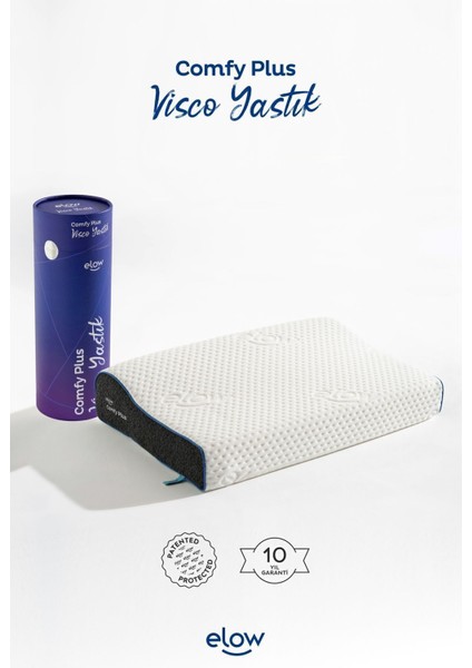 Comfy Plus Tek Taraflı Boyun Destekli Ortopedik Visco Yastık, 60 x 40 x 13/9