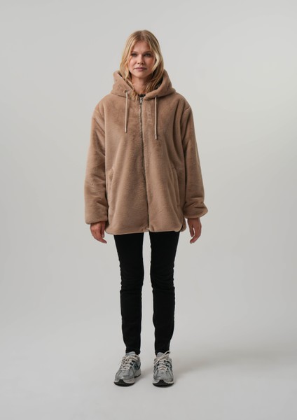 MISRA KADIN MONT Kapüşonlu Kadın Peluş Rabit Mont