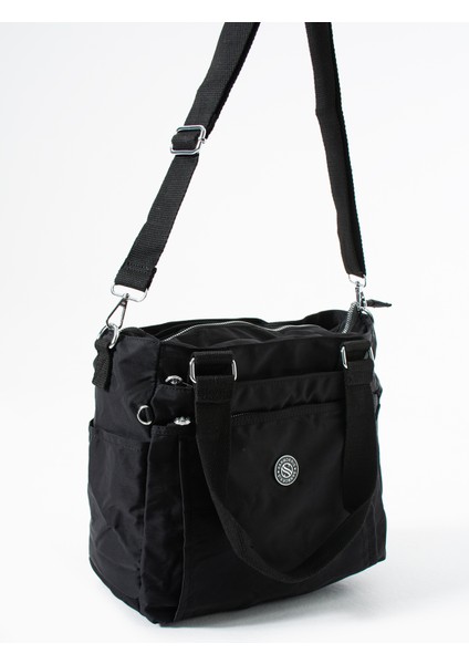 Kadın 4 Bölmeli Suya Dayanıklı Saten Kumaş Çapraz ve Omuz Askılı Çanta