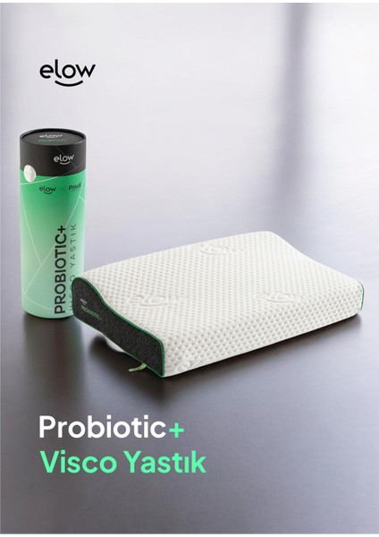 Probiotic+ Tek Taraflı Boyun Destekli Ortopedik Visco Yastık, 60 x 40 x 13/9