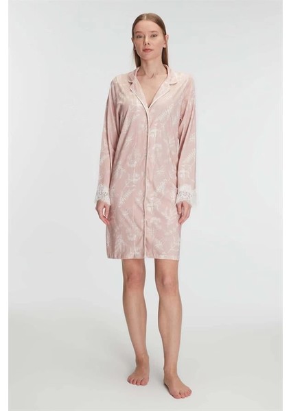 Kadın Fantazi Iç Giyim Cotton Modal Uzun Kol Gecelik - Şehvetli ve Zarif Tasarım