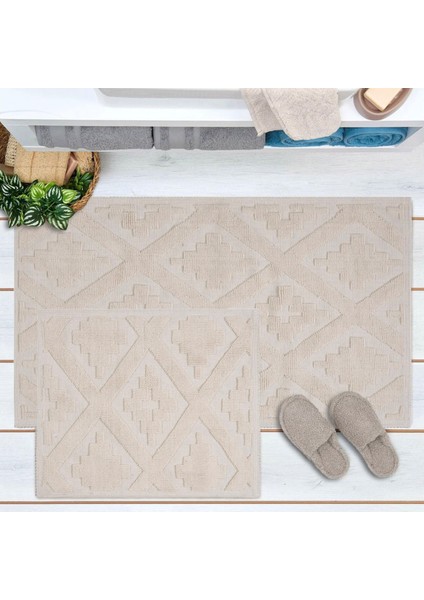 Soft Nil 2'li Banyo Paspası - Ekru - 60X100 cm + 50X60 cm indirimleri