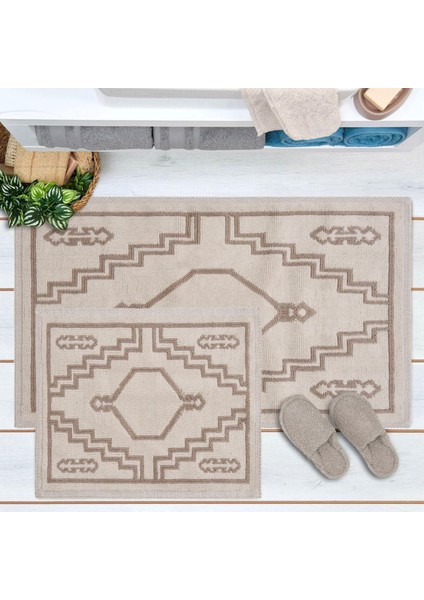 Soft Klas 2'li Banyo Paspası - Ekru / Bej - 60X100 cm + 50X60 cm indirimleri
