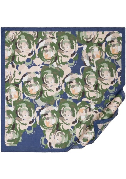 Ipekevi Duygusal Çiçekler Tensel Desenli Eşarp Indigo