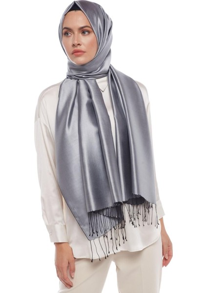 Ipekevi Çift Taraflı Ipek Şal Gümüş