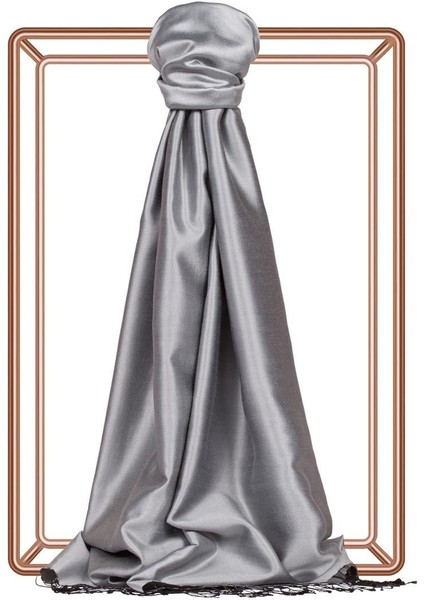 Ipekevi Çift Taraflı Ipek Şal Gümüş modelleri