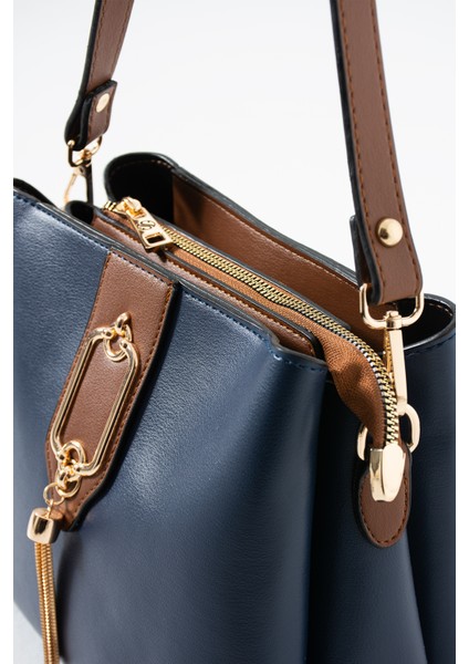 Gold Detaylı 3 Bölmeli Omuz Ve Çapraz Çanta