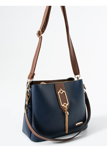 Gold Detaylı 3 Bölmeli Omuz Ve Çapraz Çanta