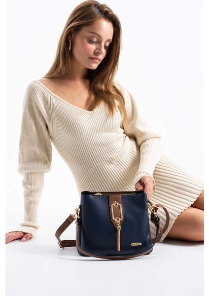 Gold Detaylı 3 Bölmeli Omuz Ve Çapraz Çanta