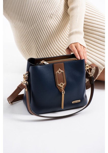 Gold Detaylı 3 Bölmeli Omuz Ve Çapraz Çanta