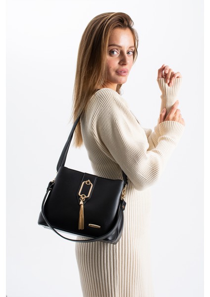 Gold Detaylı 3 Bölmeli Omuz Ve Çapraz Çanta