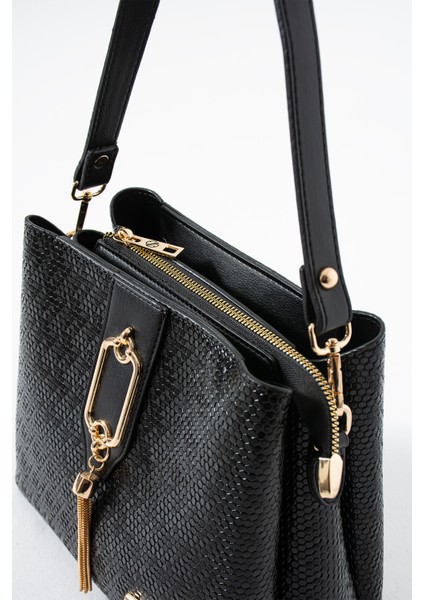Gold Detaylı 3 Bölmeli Omuz Ve Çapraz Çanta