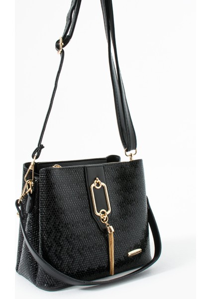 Gold Detaylı 3 Bölmeli Omuz Ve Çapraz Çanta