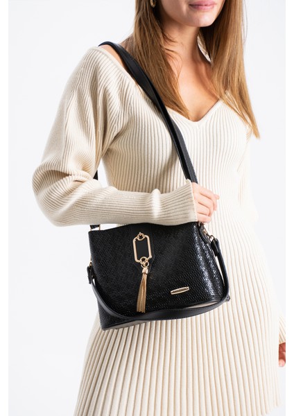 Gold Detaylı 3 Bölmeli Omuz Ve Çapraz Çanta