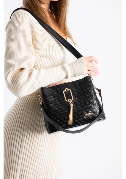 Gold Detaylı 3 Bölmeli Omuz Ve Çapraz Çanta