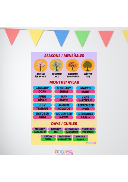 Ingilizce Mevsimler/aylar/günler Tablosu