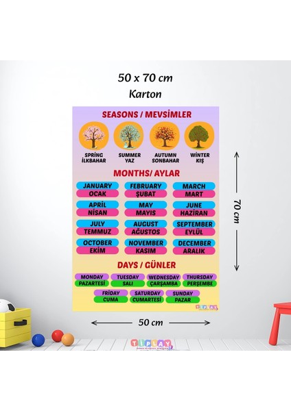 Ingilizce Mevsimler/aylar/günler Tablosu fiyatları