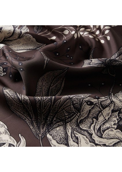 Ipekevi Rosa Desenli Tivil Ipek Eşarp Füme fiyatları