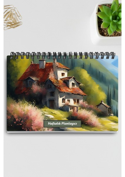 Doğa Manzara Temalı Model:1 A5 Tel Spiralli Yapılacaklar Notlar Listesi Haftalık Planlayıcı