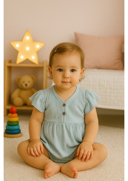 Düğme Detaylı Fırfırlı Body