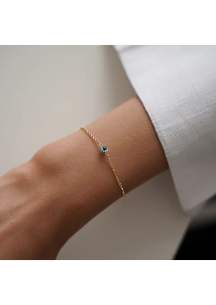 Nazar Boncuklu Minimal Altın Bileklik