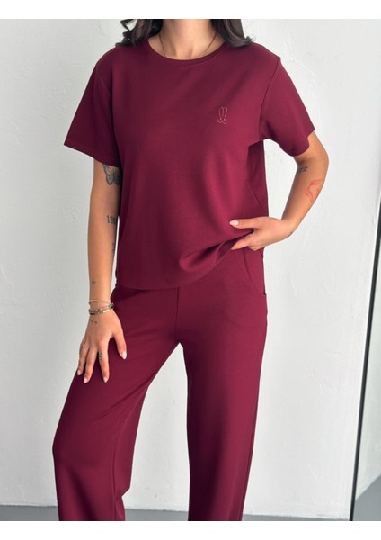 Kadın Modal Kumaş Bisiklet Yaka Tshirt Eşofman Takımı fiyatları