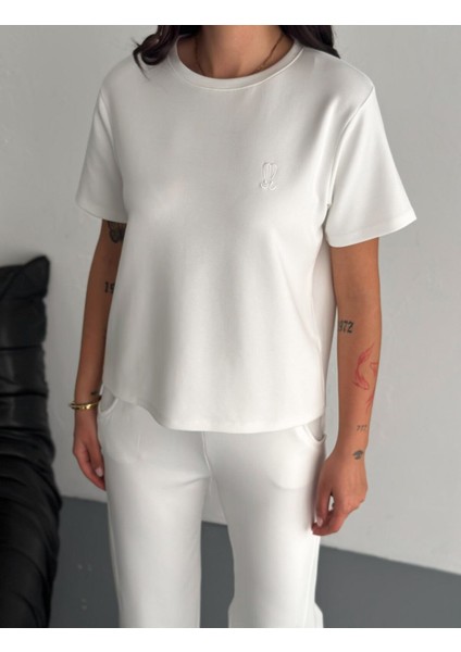 Kadın Modal Kumaş Bisiklet Yaka Tshirt Eşofman Takımı modelleri