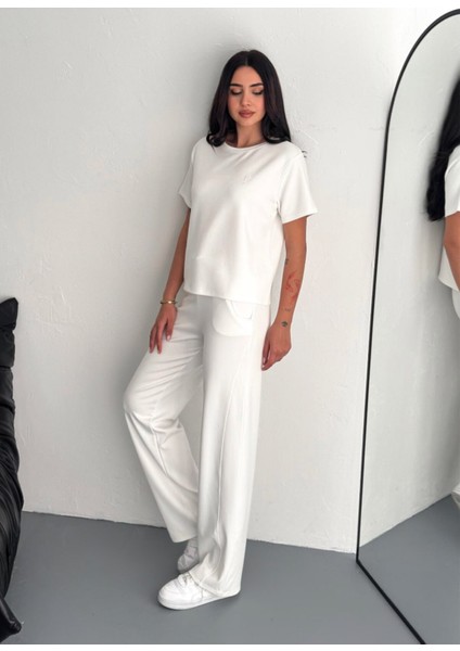 Kadın Modal Kumaş Bisiklet Yaka Tshirt Eşofman Takımı fırsatları