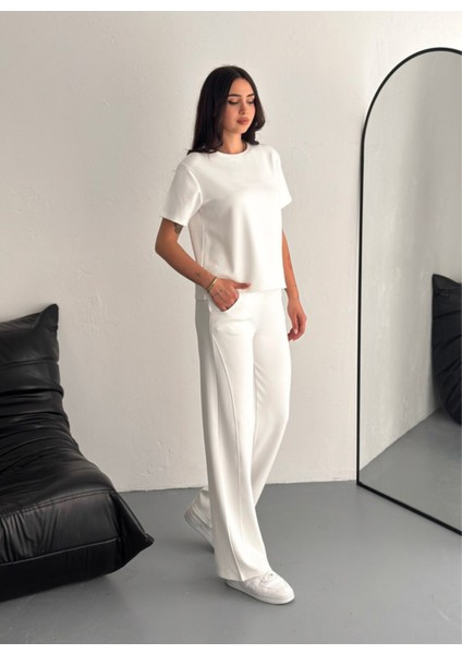 Kadın Modal Kumaş Bisiklet Yaka Tshirt Eşofman Takımı indirimleri