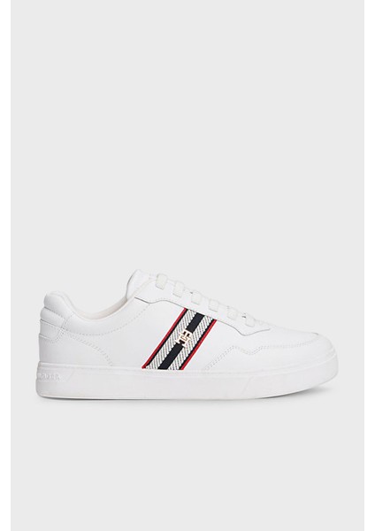 Hakiki Deri Logolu Bağcıklı Sneaker Ayakkabı Bayan Ayakkabı FW0FW09001 Ybs