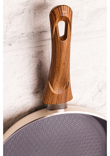 Mango Kitchen Aqua Crystal - 7 Parça Granit Tencere Seti Krem Mastercook Yapışmaz Tencere Tava Seti