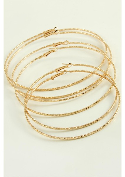 Çizgifli Desenli Metal Halka Küpe 6 Adet