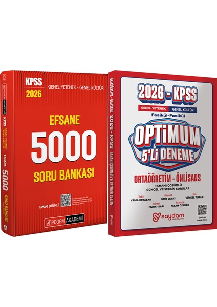 2026 Kpss Efsane 5000 Tamamı Çözümlü Soru Bankası - Optimum 5 Deneme