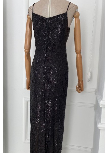 M1747 Maksi Boy Payetli Elbise Siyah fırsatları