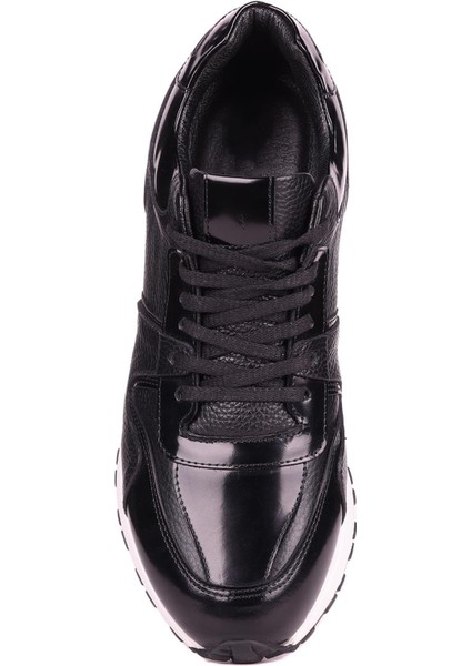 - Siyah Hakiki Deri Bağcıklı Erkek Sneaker 101-2782