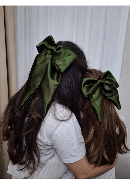 Kadın 3’lü Fiyonk Saç Tokası Seti + Scrunchie Hediyeli - Haki Esintisi fiyatları