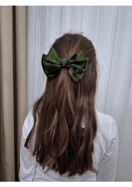 Kadın 3’lü Fiyonk Saç Tokası Seti + Scrunchie Hediyeli - Haki Esintisi modelleri